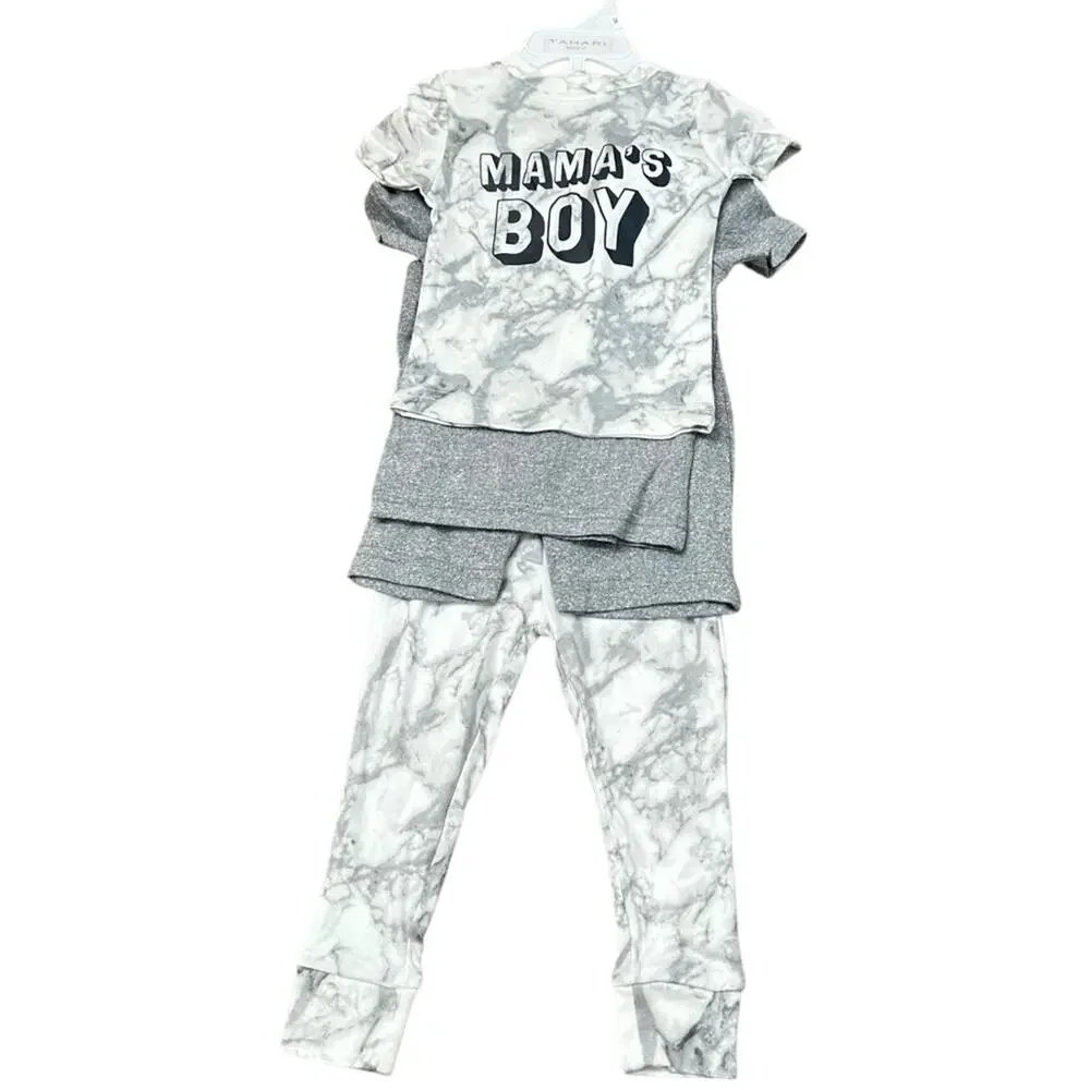 Tahari Boys 4 Pc Pajamas Set Size 12M Grey White NWT